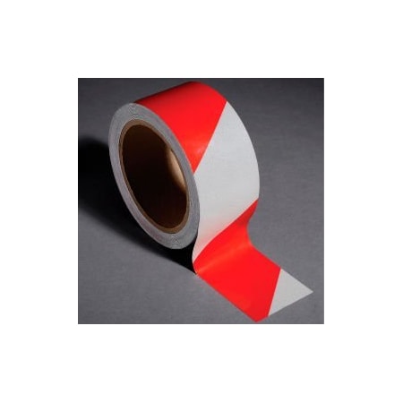 Top Tape And Label INCOM Safety Tape Reflective Striped Red/White, 2"W x 30'L, 1 Roll RST107